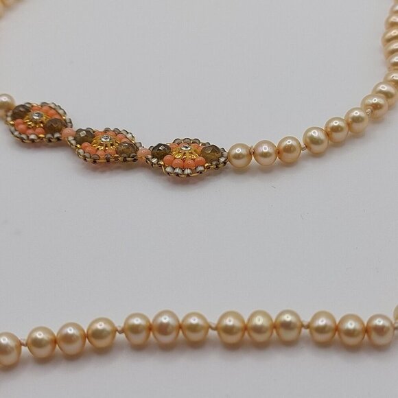 Miguel Ases Long Vintage 34" Cultured Pearl Necklace Excellent Condition 14K GF - Picture 5 of 9